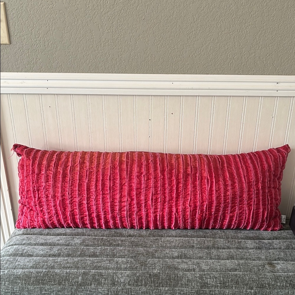 Pink and Red Ruffled Pillow